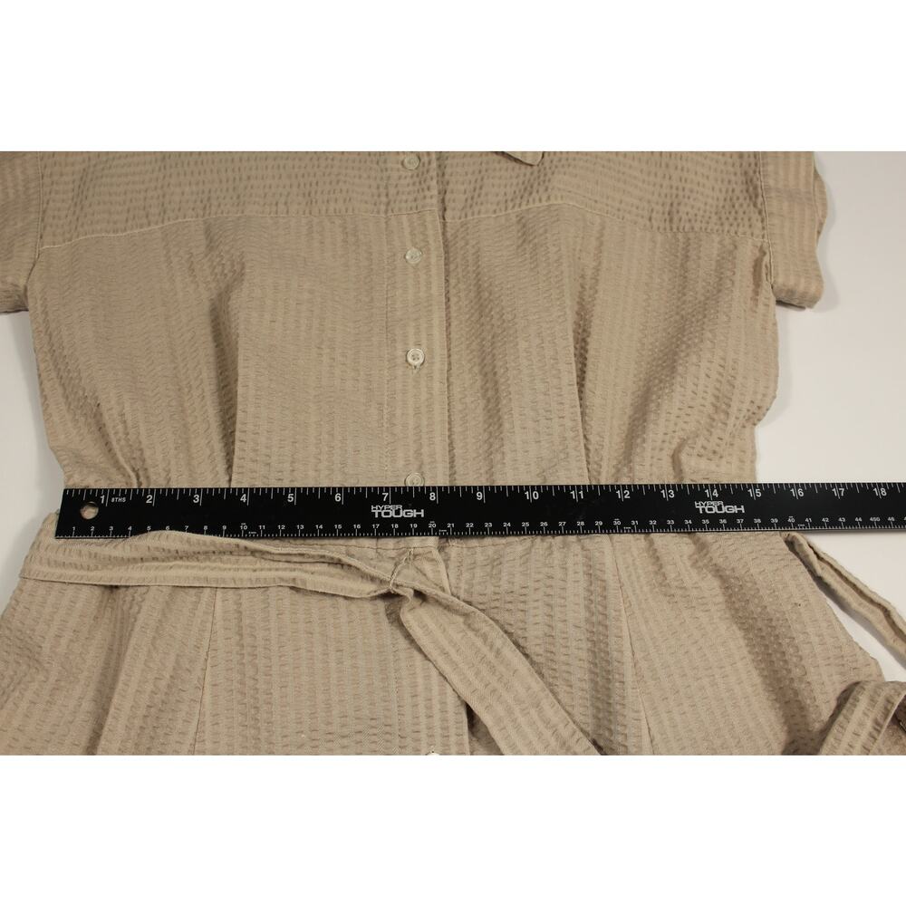 Chaps Women's Cream Seersucker Belted Shirt Dress Size 12 Short Sleeve - Picture 12 of 13